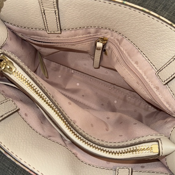 Kate Spade Bag Sam 25th Anniversary Cream Linen Floral Tote with Leather Trim - Picture 10 of 17